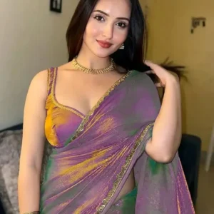 BRAHMSHAKTI Embellished Bollywood Tissue, Pure Silk Saree (Purple)