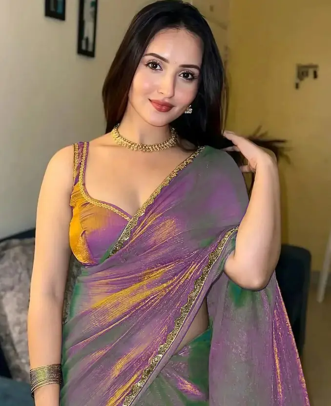 BRAHMSHAKTI Embellished Bollywood Tissue, Pure Silk Saree (Purple)