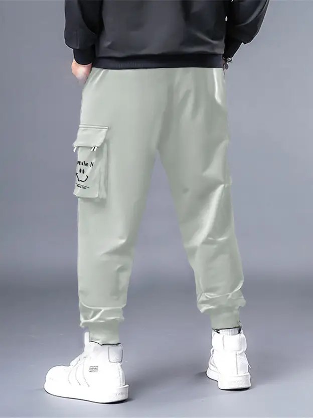 Jump Cuts Men Relaxed Grey Polyester Trousers - Image 3