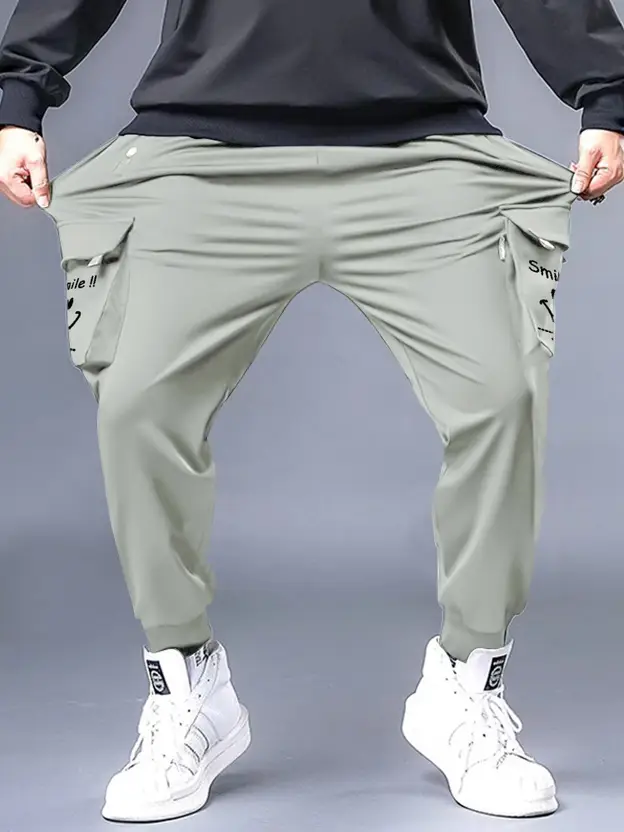 Jump Cuts Men Relaxed Grey Polyester Trousers - Image 4