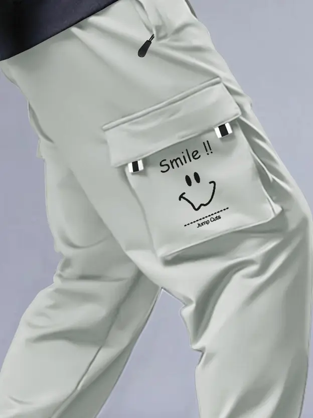 Jump Cuts Men Relaxed Grey Polyester Trousers - Image 2